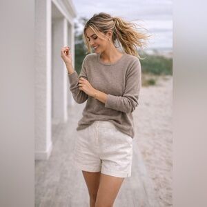 L.L. Bean 100% Cashmere Sweater | Taupe Neutral Coastal Luxury
